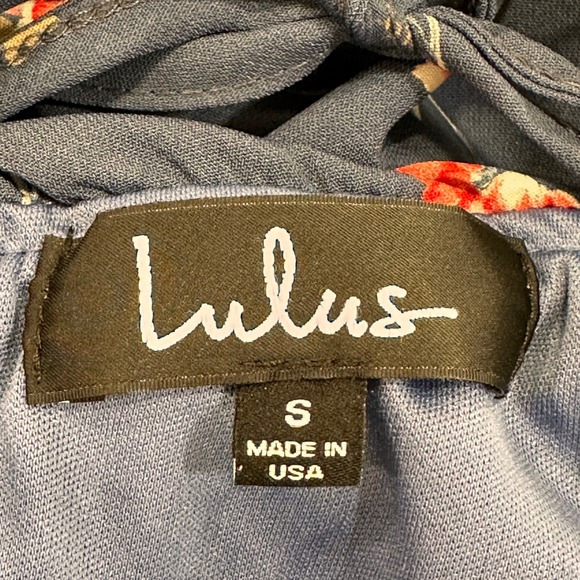 Lulus Floral Halter Skater Dress Womens Small Navy Blue Lace Up Back | Romantic - Picture 6 of 8